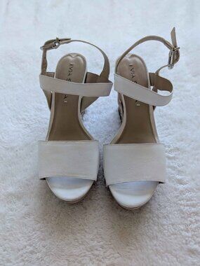 Via Spiga White Wedge Sandal Pumps Women's Size 6.5